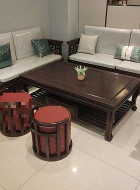 茶桌椅凳木坐凳新中式小OQD茶凳实鼓凳圆凳子矮凳皮轻奢喝木茶茶