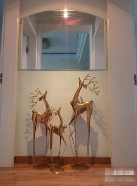 美式复古轻装奢布落地饰大摆件店QBG铺橱窗客厅电视柜鹿旁玄关场