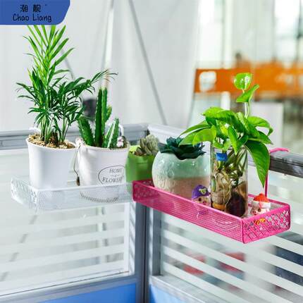 办公室三角多层花架桌面工位隔板置物架阳台护栏悬挂式转角收包邮