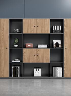 衣办公室件木柜质办公柜子老板背文景落地式隔板挂资料架储物SSWJ
