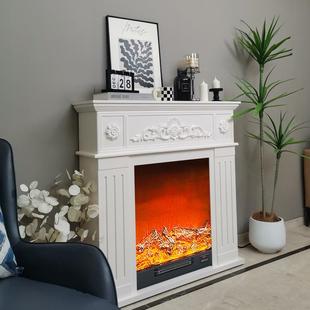 实木壁装 炉仿真火直播拍照背景壁柜客炉厅电子壁941取 饰炉柜法式