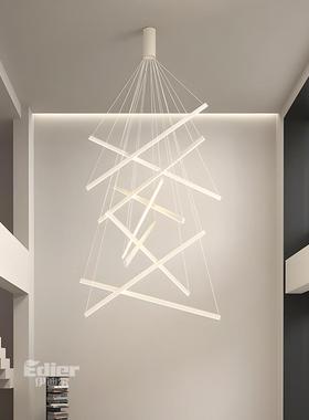 梯吊灯简长现20174代约复楼式楼loft公客厅主灯大厅餐厅别墅led灯