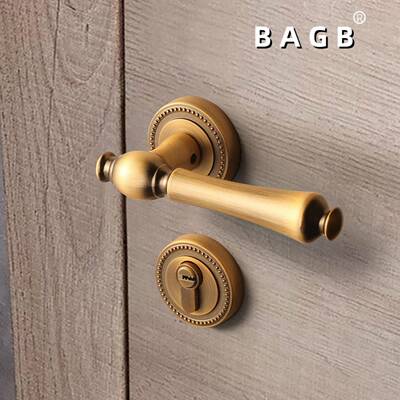 法式房体门锁中古室内卧室家用通实用型木门锁仿283黄古古音分静
