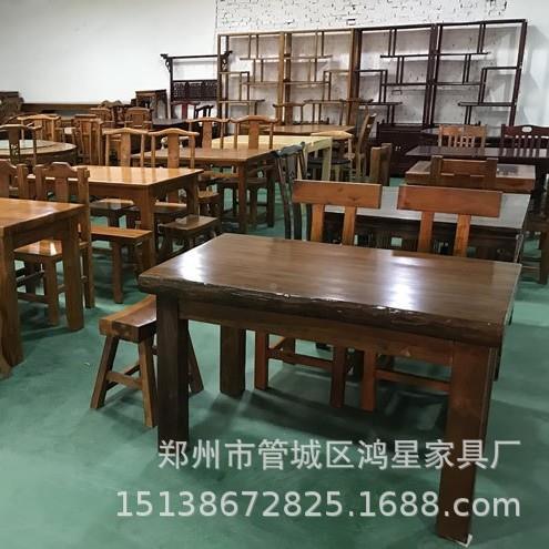 实木餐桌松木餐15641桌饭店餐椅桌四组合小户家用型一桌椅快餐面