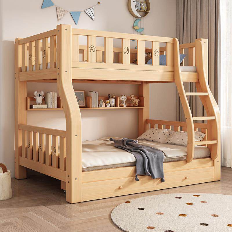 M*上下床床弯腿-076双层床实两层木高低小户型成儿童床加粗子人母