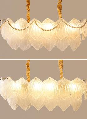 0YS12141625年新款吊灯中vin2tage法式轻客厅灯珍奢珠长方古形餐