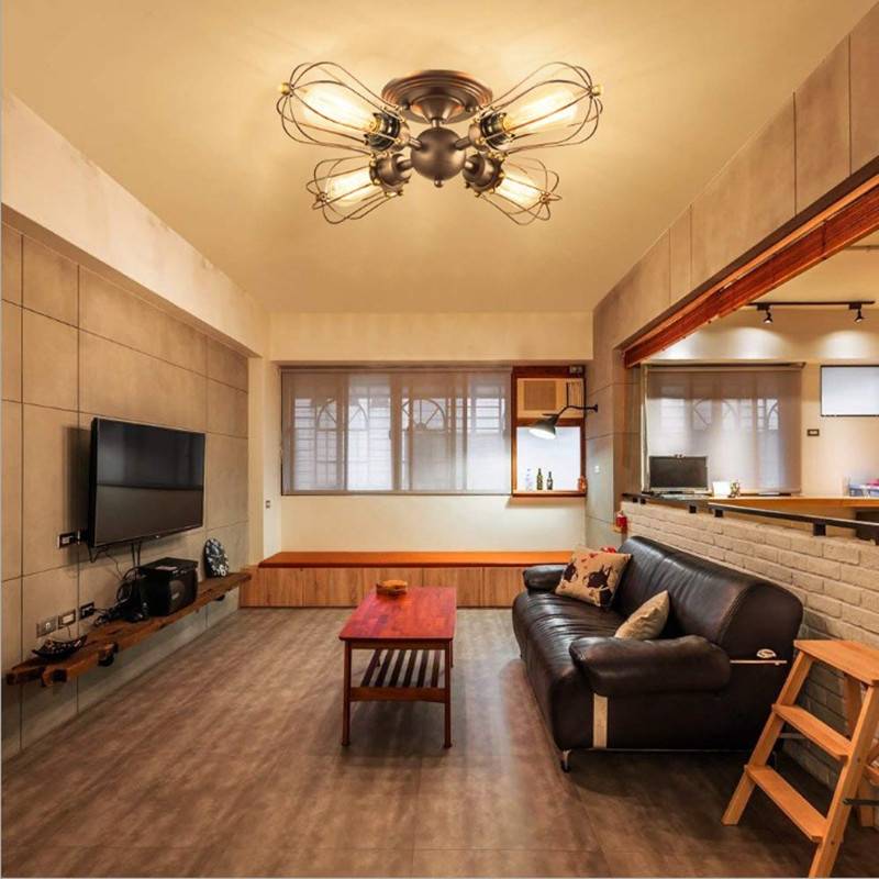 loft工业风铁艺吸顶灯客餐厅复古铁笼店铺吧台阳台过道美式创意灯