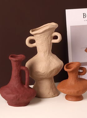 贝汉美侘寂风家居客厅陶瓷花瓶摆件复古艺术插花花器桌面装饰摆设