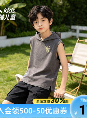 安踏儿童男大童欧文联名连帽背心