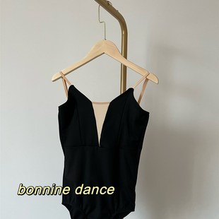 速发芭蕾舞练功服艺考体蹈服训人芭蕾舞操黑色吊带连体形体服基成