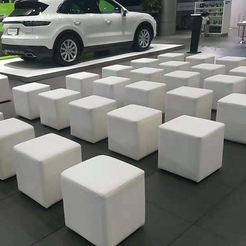 皮凳软包白色会展活动面包凳方凳沙发凳凳矮凳小方墩婚礼车展凳子