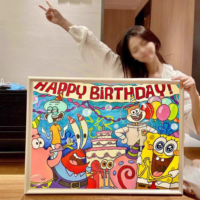 2026新款钻石画海绵宝宝手工diy粘贴画十字绣儿童礼物客厅装饰画