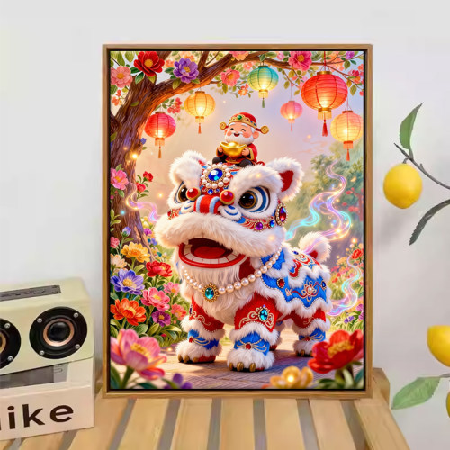 2026新款钻石画招财醒狮财神手工diy贴画十字绣客厅装饰新年礼物