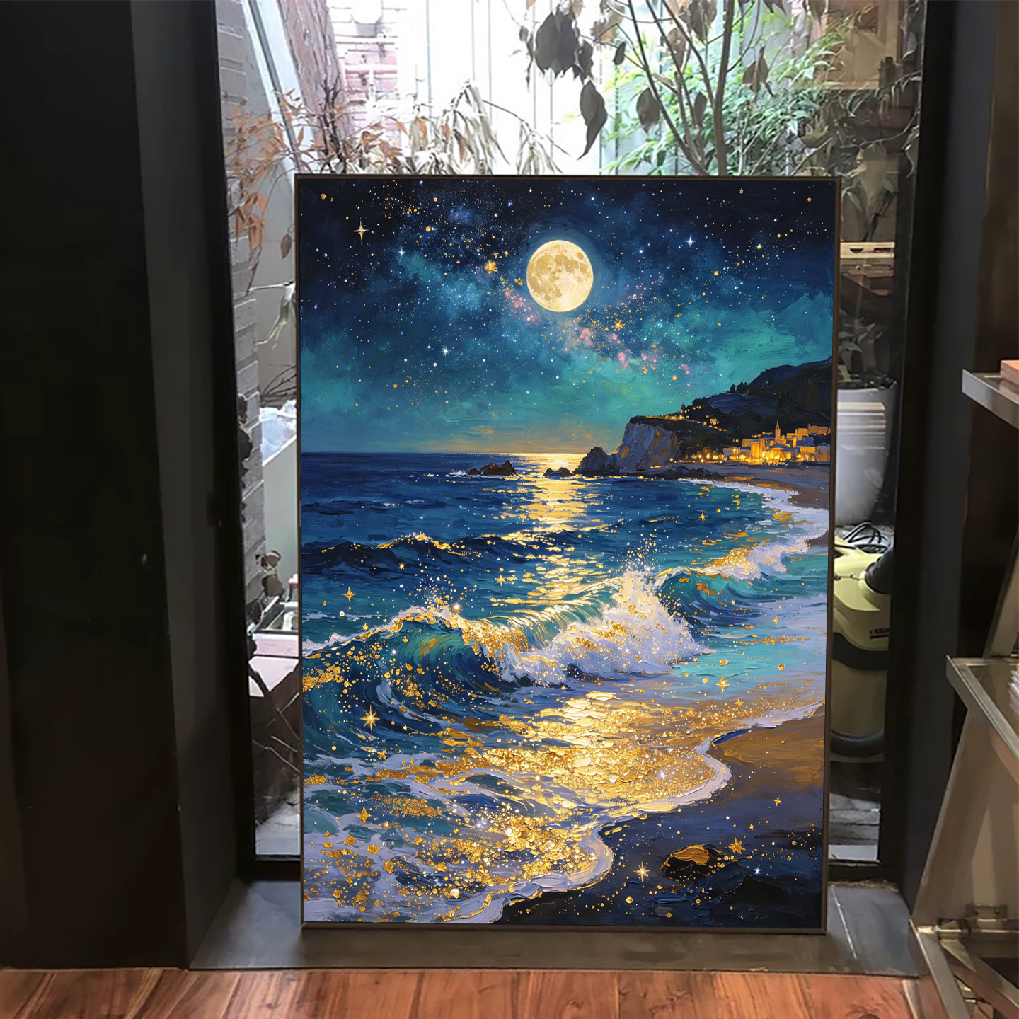 2026新款钻石画星空海浪月夜高级感手工5d满钻DIY贴钻画客厅装饰图片