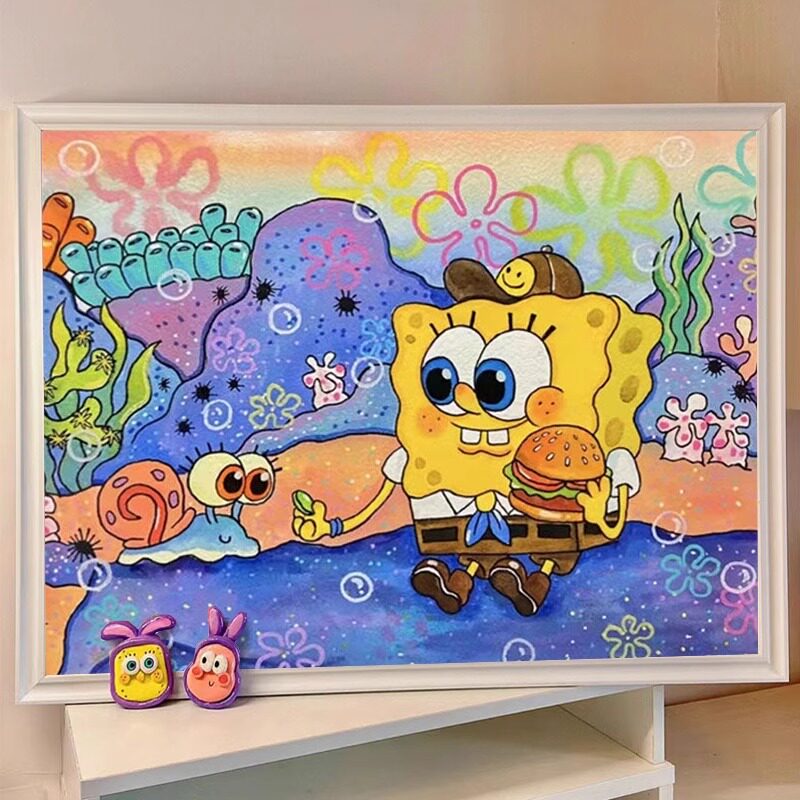 2026新款钻石画海绵宝宝手工diy钻石贴画十字绣儿童礼物客厅装饰