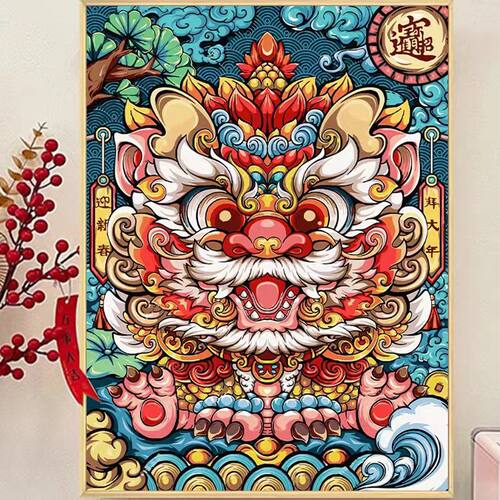 2026新款钻石画国风寓意好龙手工DIY粘贴画满钻带框5d十字绣客厅