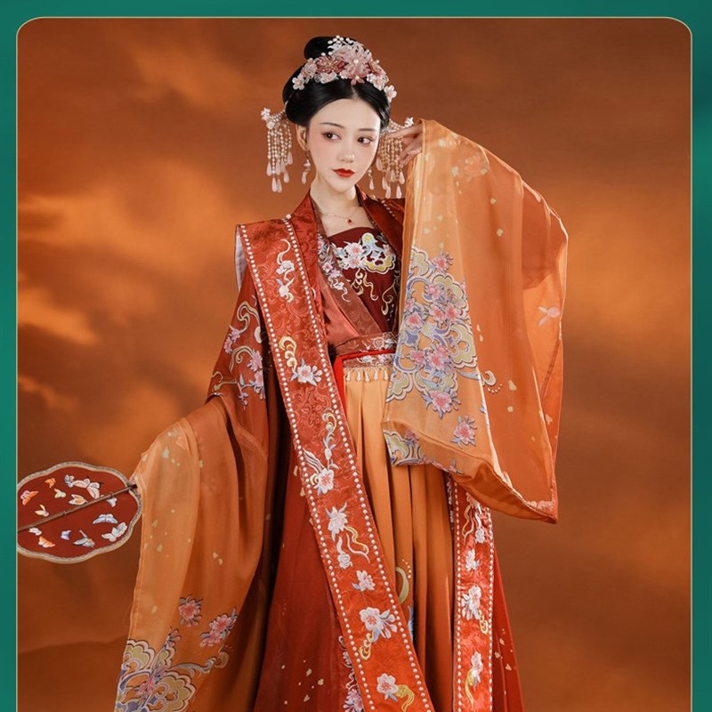 速发宋制古装霞帔汉服对襟齐腰襦演花嫁款春秋舞蹈裙出漫走展秀