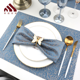巾席饰布 诺里酒店专用折花口布西餐餐巾餐厅方巾蓝色装 速发 托