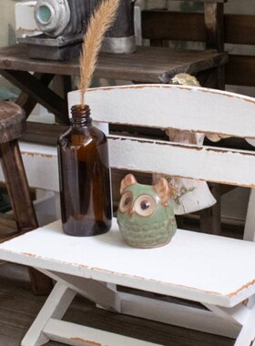 速发实木复旧做古桌面装凳子个性创意小椅子花架家居饰品小饰道具