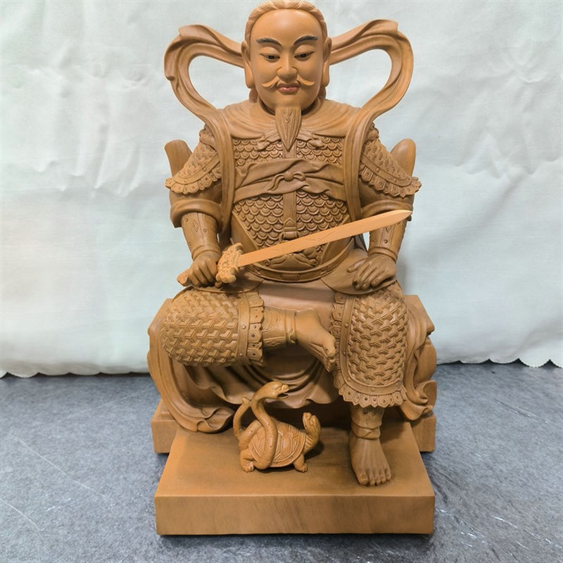 速发木雕香樟木公刻工艺品关雕实木韦陀三吒神像菩萨哪太子摆件护