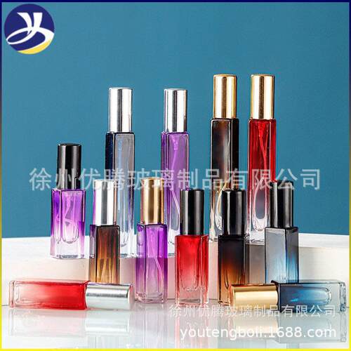 香水瓶m5ml10l渐变香喷瓶方形玻璃水分装瓶渐变CLT色玻璃喷雾雾瓶