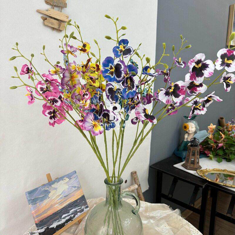 仿真花品质3跳舞假兰花三色堇婚仿真花/假花