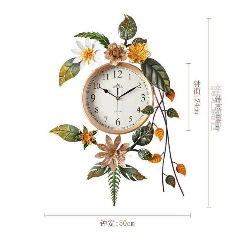 潮流客厅简约挂墙?现代装饰挂家用美式大气创意时钟田园挂钟钟表