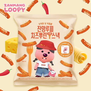 zanmang loopy韩国进口露比芝士奶油麻辣味年糕状脆条膨化修零食