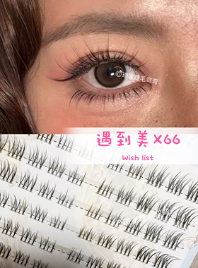 遇到美X66假睫毛自然细梗漫画毛流感上镜款分段式单簇懒人妈生感
