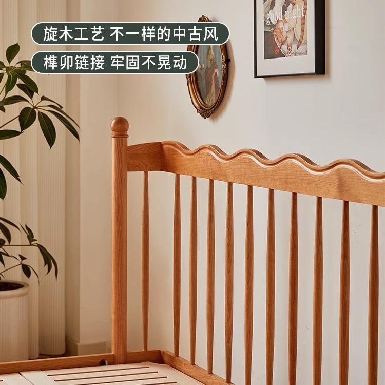 宏家具温莎床日式复古阳实木双人木小野温莎床全技实木樱桃原木科