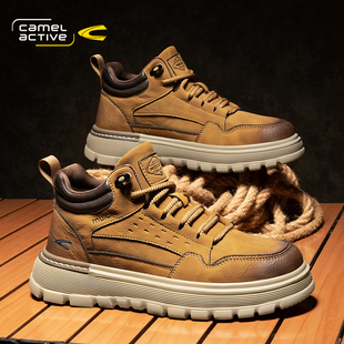 靴运动休闲板鞋 骆驼动感男鞋 复古工装 美式 中帮马丁靴厚底增高男款