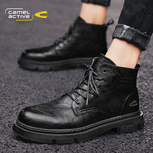 英伦风高帮皮鞋 德国骆驼动感马丁靴男士 加绒棉鞋 冬季 短靴 2025新款