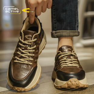 加绒棉增高复古真皮休闲运动老爹鞋 2025新款 冬季 德国骆驼动感男鞋