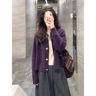 法国Rixo Kelly浣熊绒开衫毛衣外套女羊毛宽松慵懒风外穿针织上衣