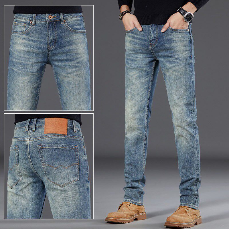 香港高端潮牌赤耳丹宁牛仔裤男修身直筒2025年春季休闲百搭长裤