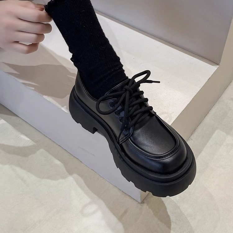 真皮英伦风厚底小皮鞋女2025新款百搭黑色jk单鞋松糕乐福鞋ins潮,女鞋,乐福鞋（豆豆鞋）,淘宝优惠券,粉丝福利购,淘宝优惠卷
