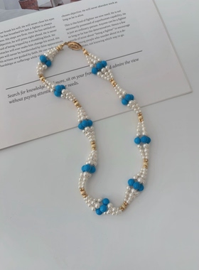 【青瑶】绿松石珍珠串珠项链进口施家珍珠美包14K小众款串珠手链