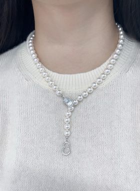 一链多戴葫芦扣珍珠项链镶嵌深海母贝施家珍珠高级感百搭毛衣链