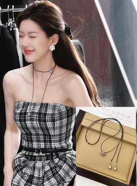 赵露思同款拉丝克拉球吊坠简约叠戴可调节长度百搭气质毛衣链