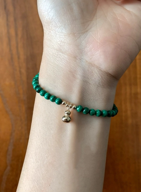 几朵家/小福禄 新中式国风孔雀石项链14K包金葫芦天然孔雀石项链