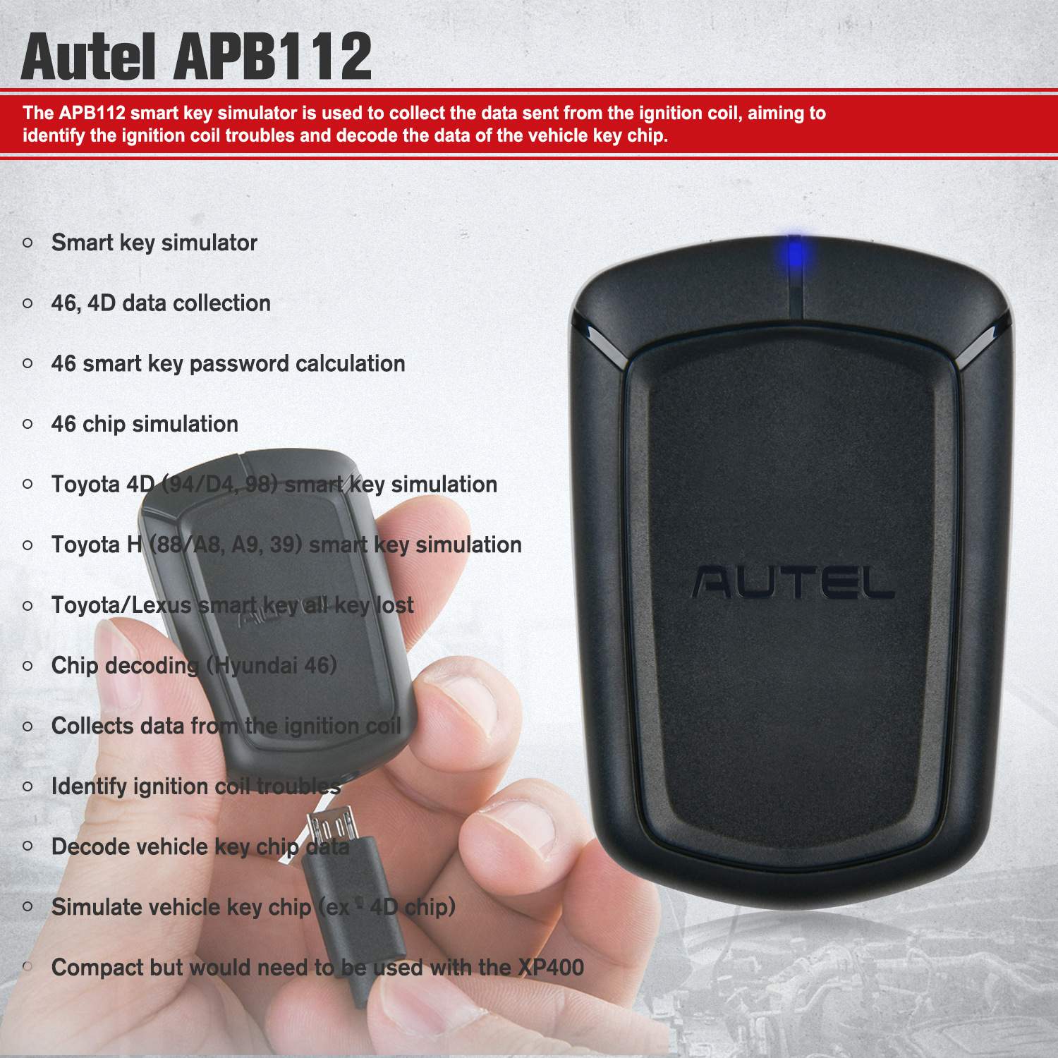 Autel APB112 Smart Key Simulator道通智能诊断仪钥匙编程适配器
