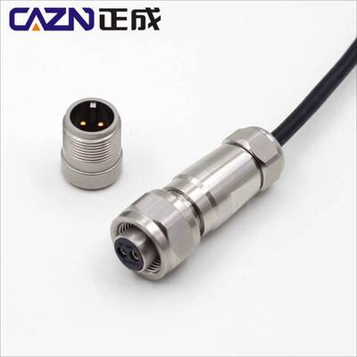 不锈钢插头加速度倾角传感器耐高温防水IP67接头2芯3pin连接器