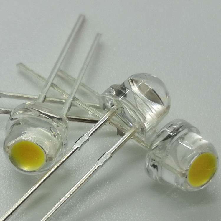 LED灯珠 f5草帽灯珠白光超高亮长脚 发光二极管 5MM草帽白光长脚