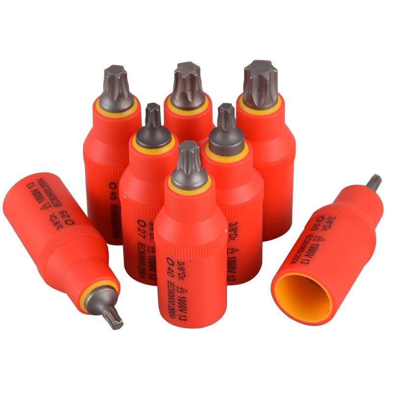 进口1000V绝缘星形套筒头3/8VDE梅花旋具批头T20-T55 电工耐高压