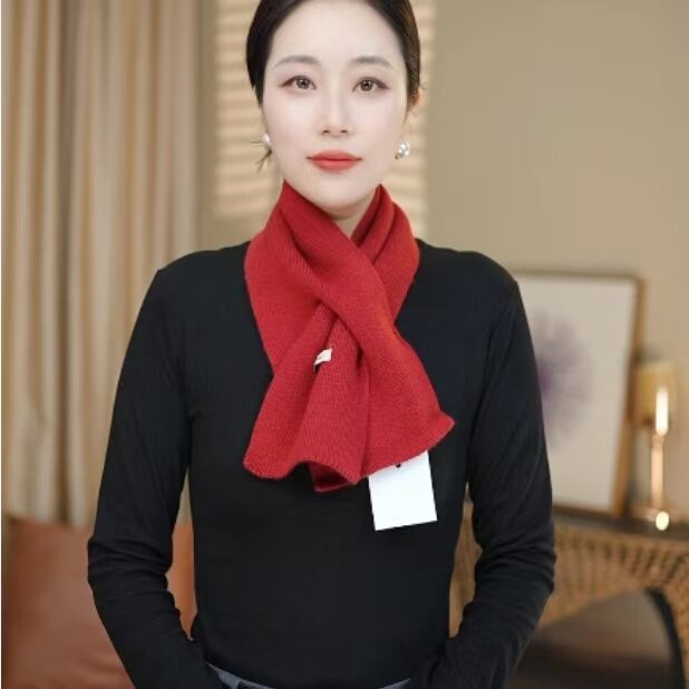新年好彩头红色针织围巾男女冬季