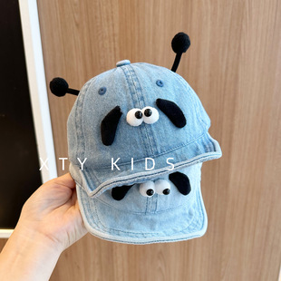 婴儿帽子夏薄款 洋气搞怪牛仔软檐男女儿童鸭舌帽可爱小月龄婴儿帽