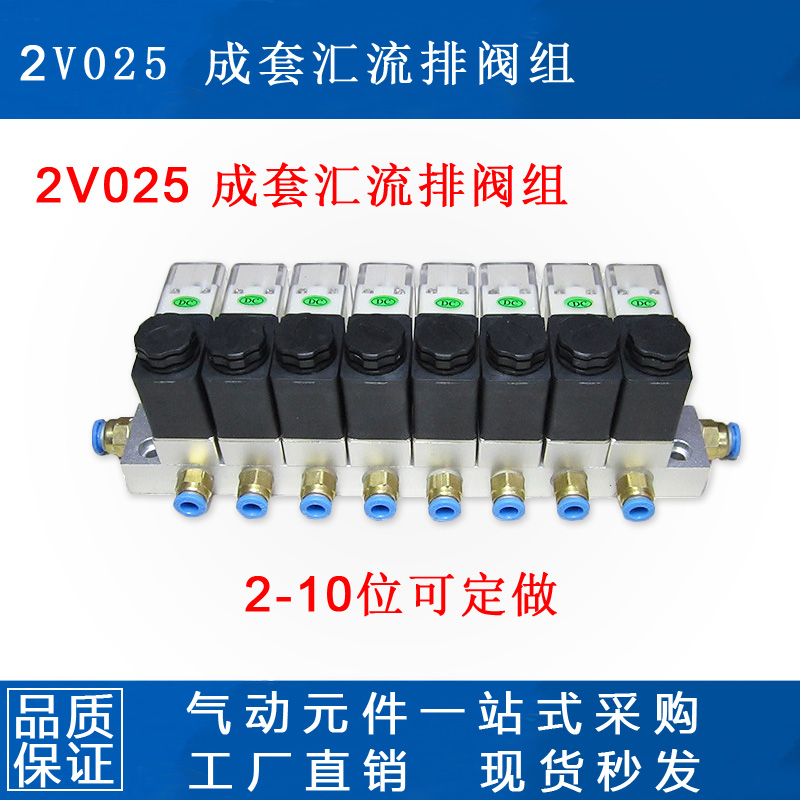2V025-08/06电磁阀汇流排成套阀组直动型24V/12V AC220V/110V