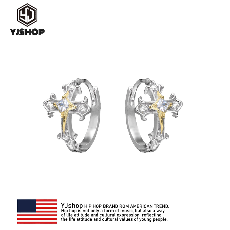 S925纯银十字架耳扣养耳洞