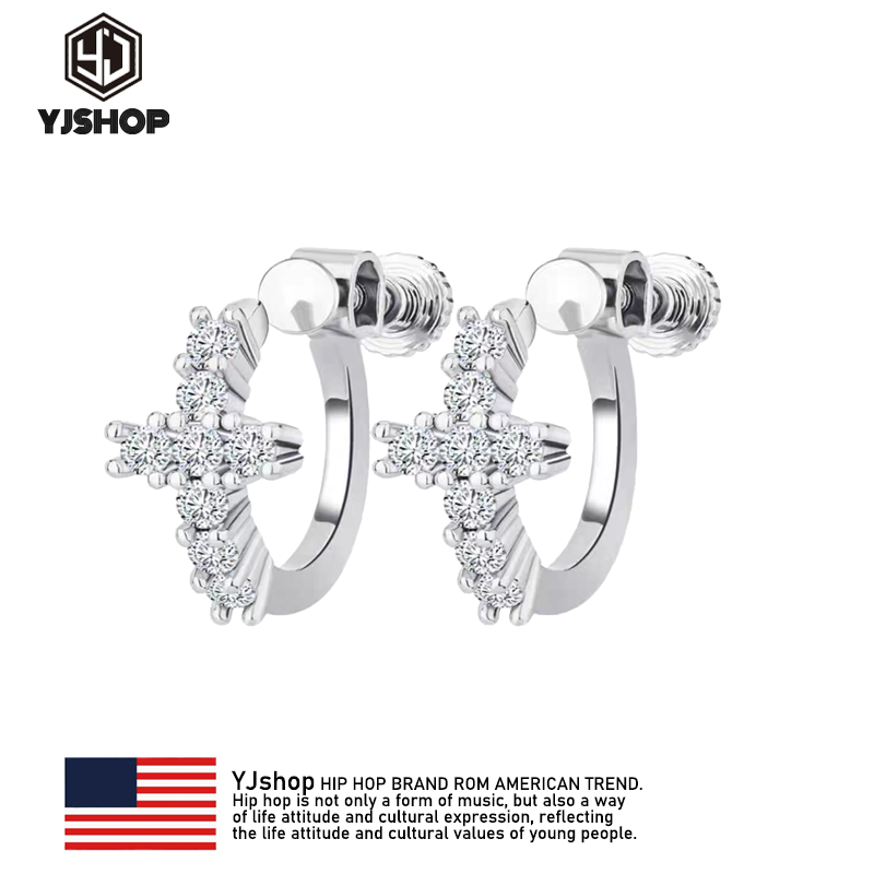 满钻十字架无耳洞耳夹男