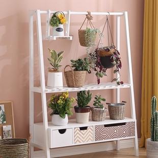 2I实木多置物架阳台花架约室内吊篮花架子地式 落玄LLC简关置层物